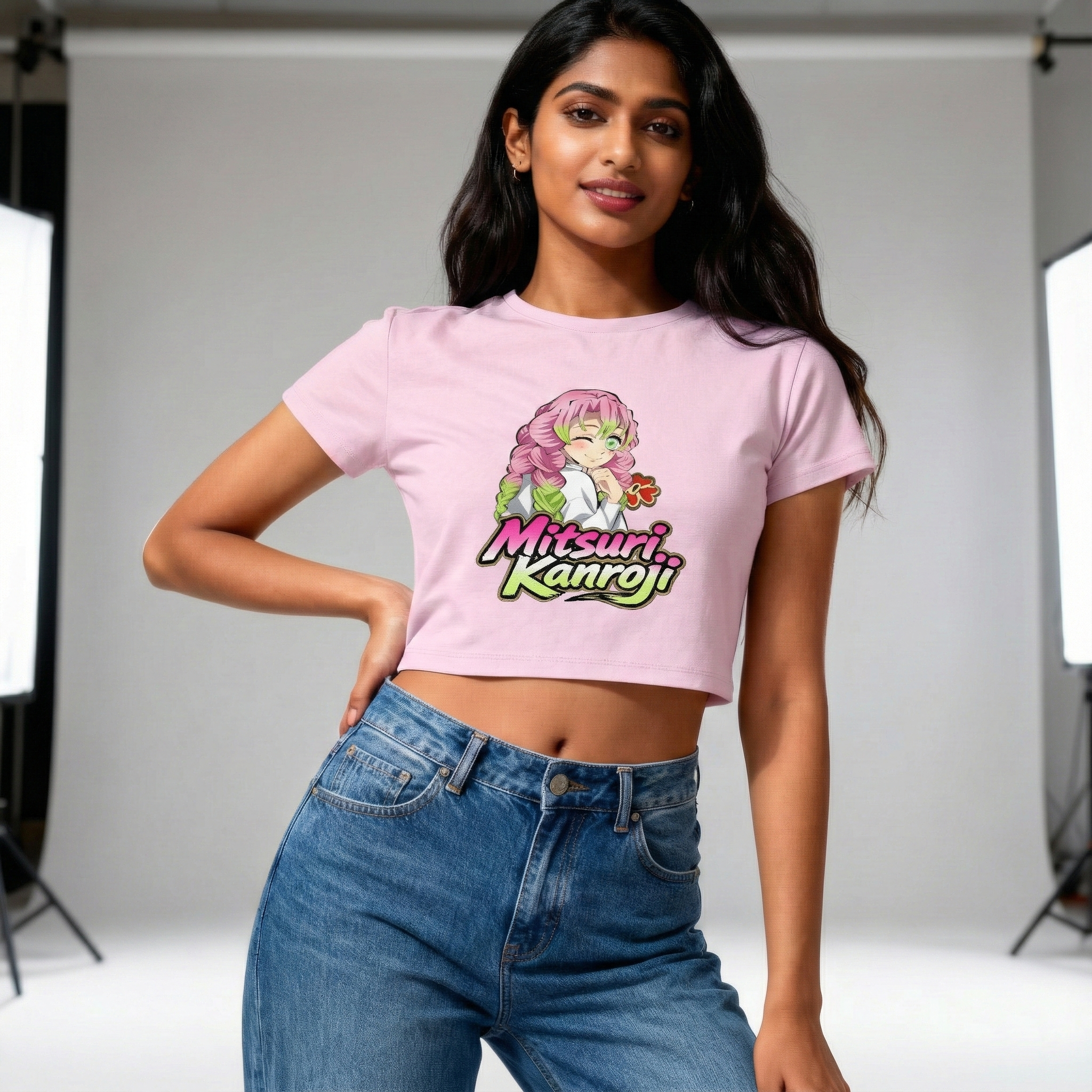 Mitsuri Kanroji Anime Cropped Baby Tee