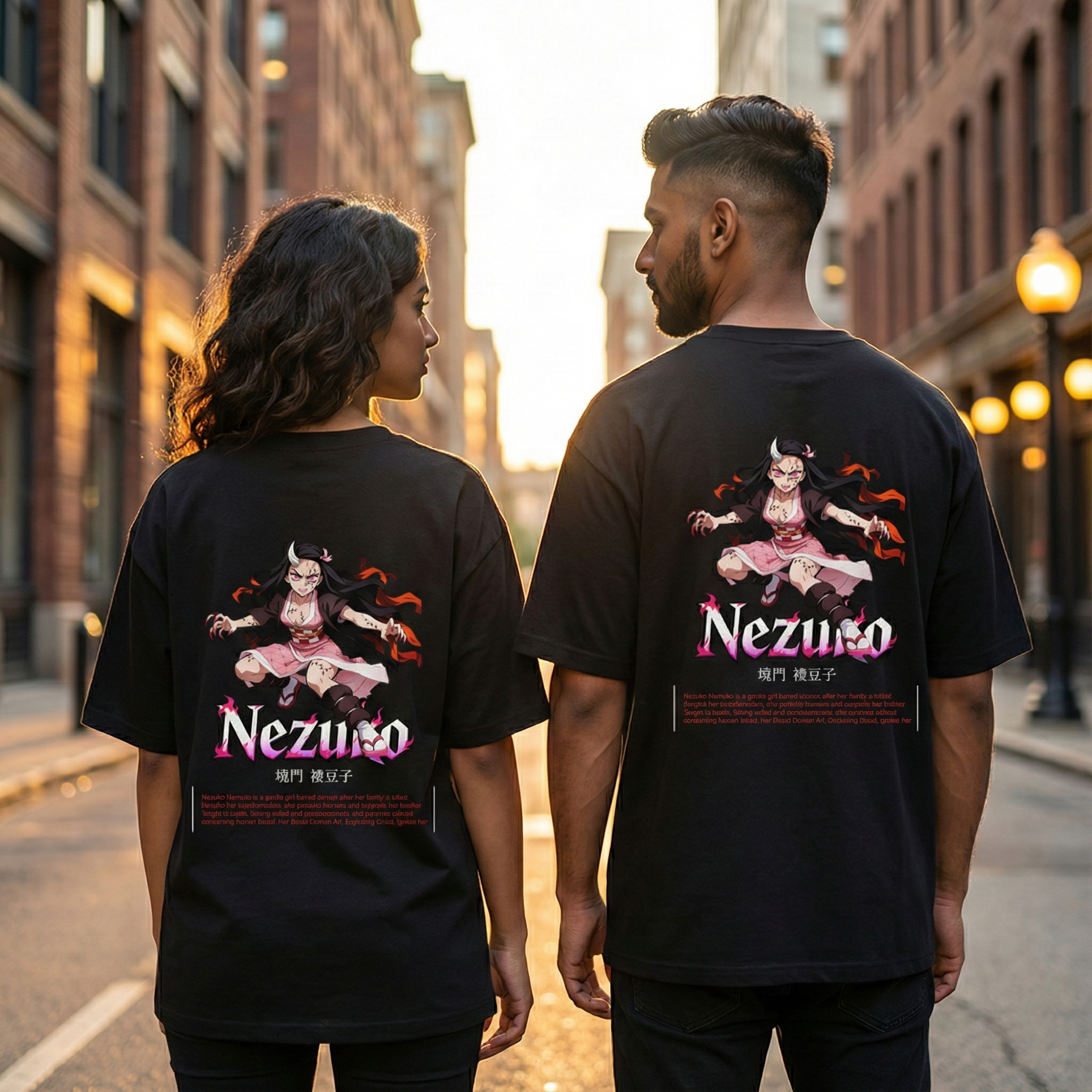 Nezuko-Inspired Oversized Anime Streetwear Tee – Heavyweight 240 GSM